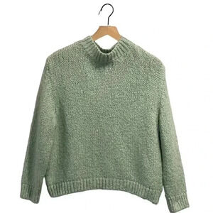 Zara Oversized Light Green Mock Neck Knit Sweater | Size Small